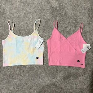 NWT Y2K Hollister Malibu Tie-Dye Crop Tank & Pink Wrap Crop Tank Duo Size Small